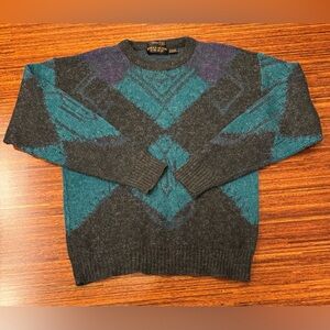 Vintage 80s/90s Uniform CodeGeometric Argyle Sweater Grunge/Old Money Aesthetic